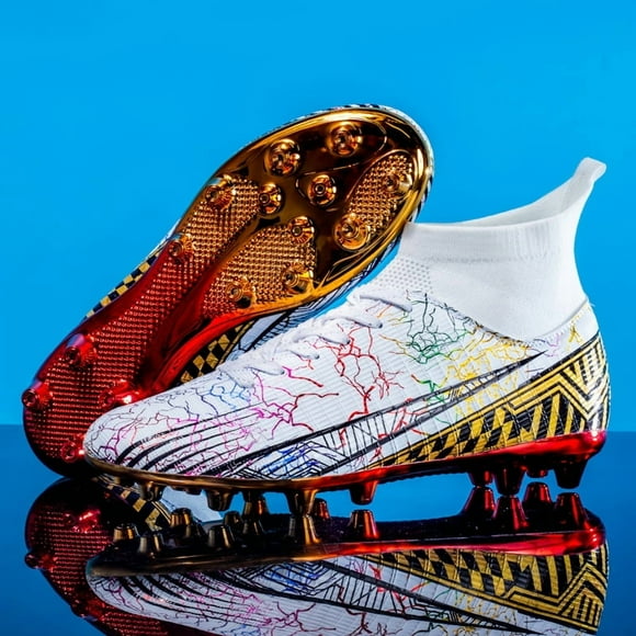 Epic Lightning - Patterned High - Top Soccer Cleats: Supreme Traction, Dazzling Multicolor Design, Gold - Accented Details, Unmatched Comfort & Performance for Dominating the Pitch
