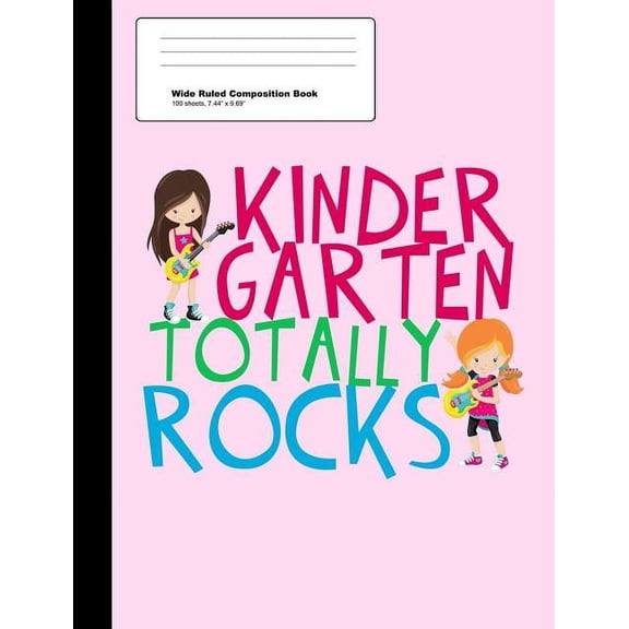 Epic Love Books Kindergarten Totally Rocks Wide Ruled Composition Notebook, Pink, 100 Sheets, Paperback