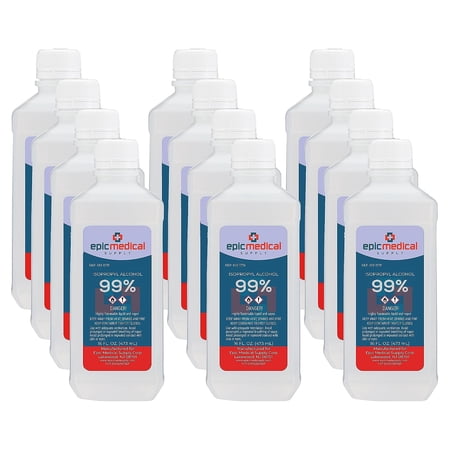 Epic Medical Supply 99% Isopropyl Alcohol, 16 oz. Bottle, General Purpose Cleaner, Technical Grade