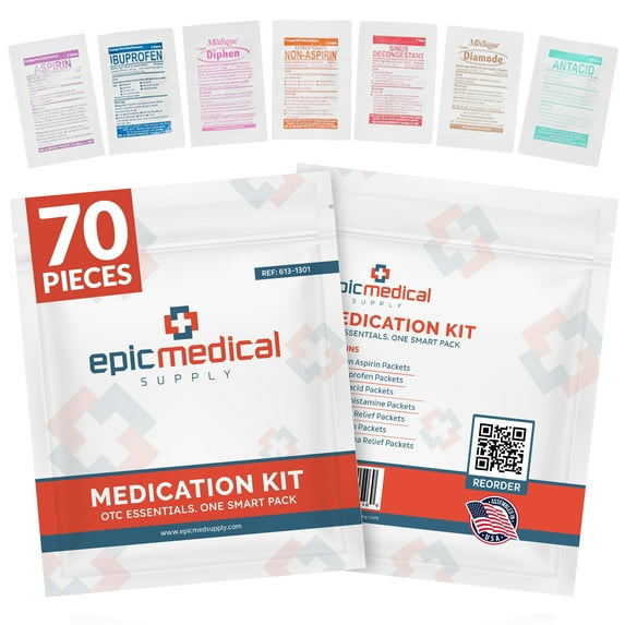 Epic Medical Supply First Aid Kit Medication Refill – 70-Count Unit ...