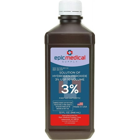 Epic Medical Supply Hydrogen Peroxide First Aid Antiseptic , 3% USP, 32 oz.