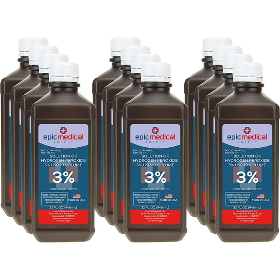Epic Medical Supply Hydrogen Peroxide First Aid Antiseptic, 3% USP, 32 oz.