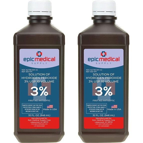 Epic Medical Supply Hydrogen Peroxide First Aid Antiseptic, 3% USP, 32 oz.