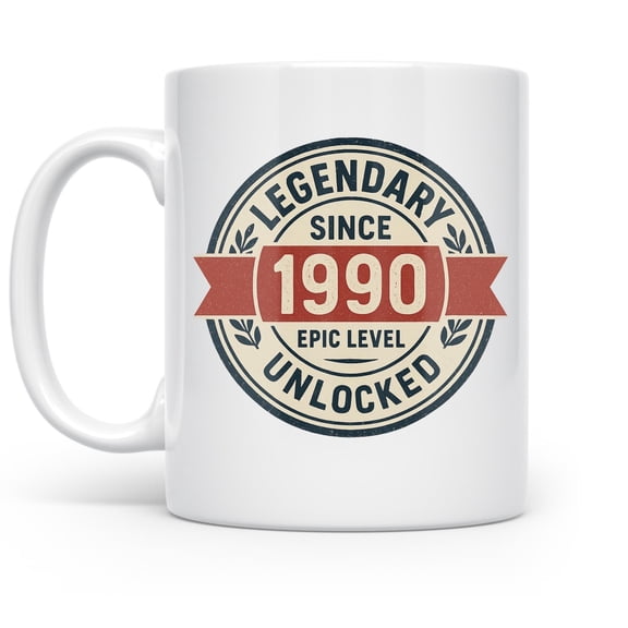 Epic Milestone 11 oz Coffee Mug - Vintage Badge Laurel Wreath Design White Ceramic Gift