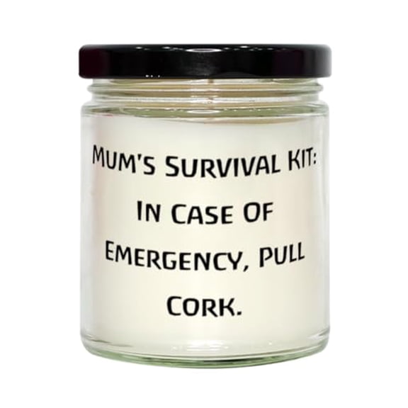 Epic Mum Gifts, Mum's Survival Kit: in Case of Emergency, Pull Cork, Mum Scent Candle from Son Daughter, Gifts for Mom, Appreciation, Mother, Mothers Day