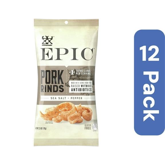 Epic Pork Rinds Sea Salt Pepper 2.5 oz (Pack Of 12)