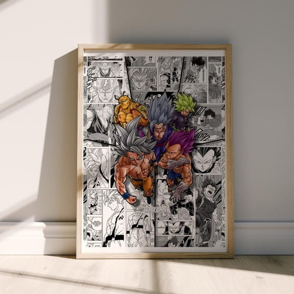 Epic Saiyan Transformation Collage Dragon Ball Manga Background Wall Art Poster 8x12 UNFRAMDE