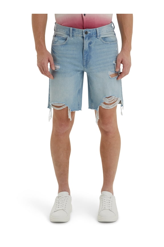 Mens 9" Ripped Cutoff Denim Shorts, Waist Size 28"-42"
