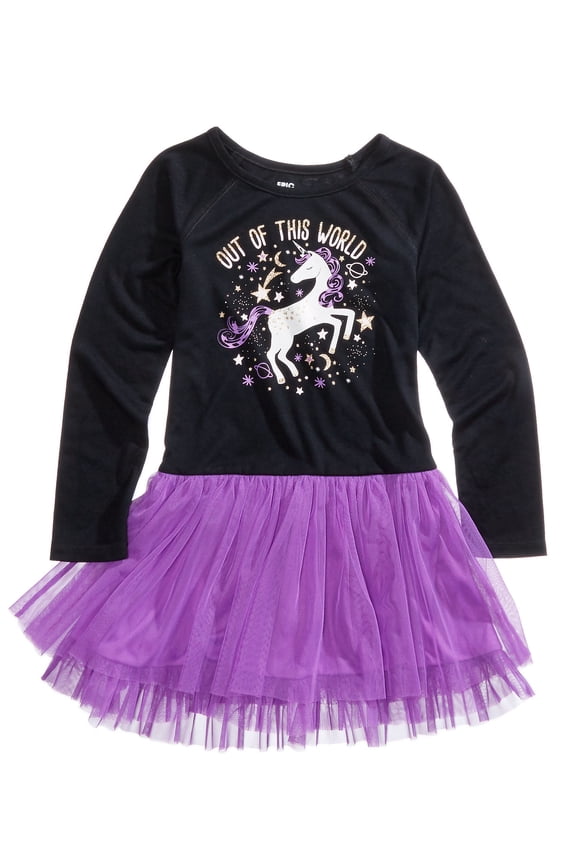 Baby Girls Dress (2T/2, Deep Black/Purple)