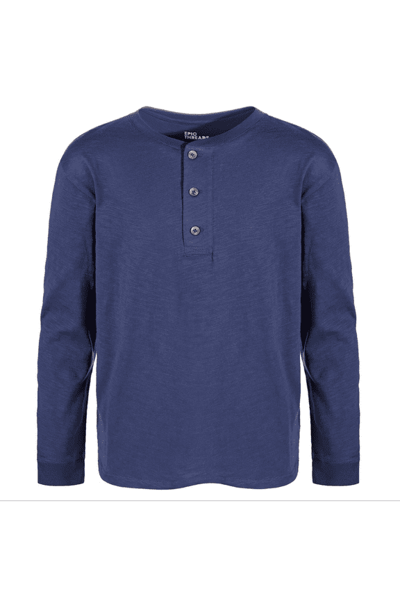 Big Boys Solid Henley Shirt - Medieval Blue