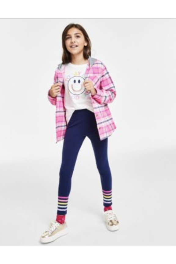 Big Girls Roller Plaid Hooded Cotton Shacket