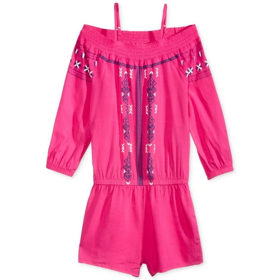Epic Threads Big Girls Smocked Printed Rompers, Pink, Small