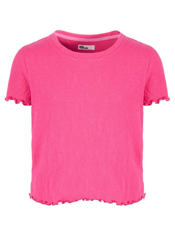 Big Girls Solid-Color Textured T-Shirt, Created for Macy's - Pink Lightning