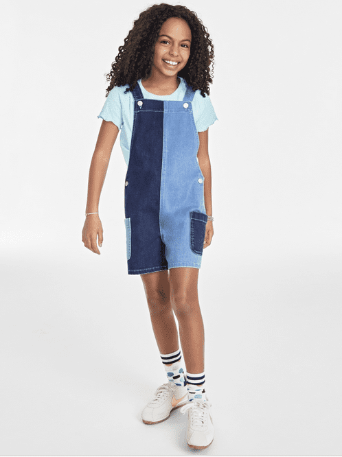 Epic Threads Big Girls Varsity Colorblocked Denim Shortall