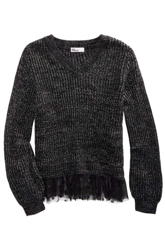 Big Girls Volume-Sleeve Layered-Look Sweater Size Large 56-61", 74-100lbs