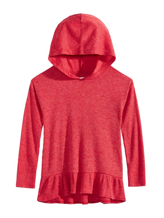 Big Kid Girls Hooded Sweatshirt,Tango Red,XL