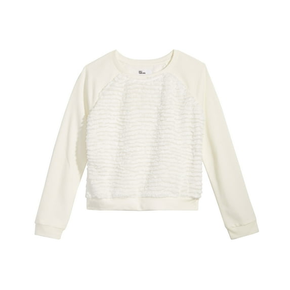 Epic Threads Girls Big Girls Faux-Fur Sweatshirt (Small, Holiday Ivory)