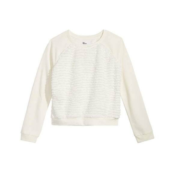 Epic Threads Girls Big Girls Faux-Fur Sweatshirt (Small, Holiday Ivory)