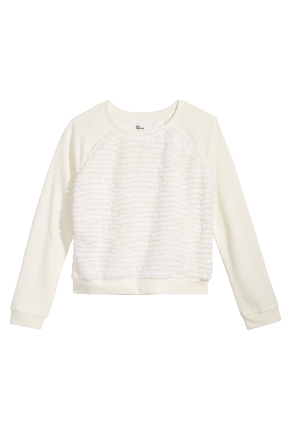 Girls Big Girls Faux-Fur Sweatshirt (Small, Holiday Ivory)