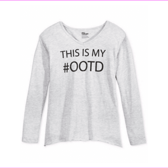 Epic Threads Girls' #OOTD Long Sleeve T-Shirt Gray Size XL
