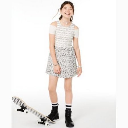 Epic Threads Girls Smocked Floral-Print Dress, Various Sizes: S/Holiday Ivory