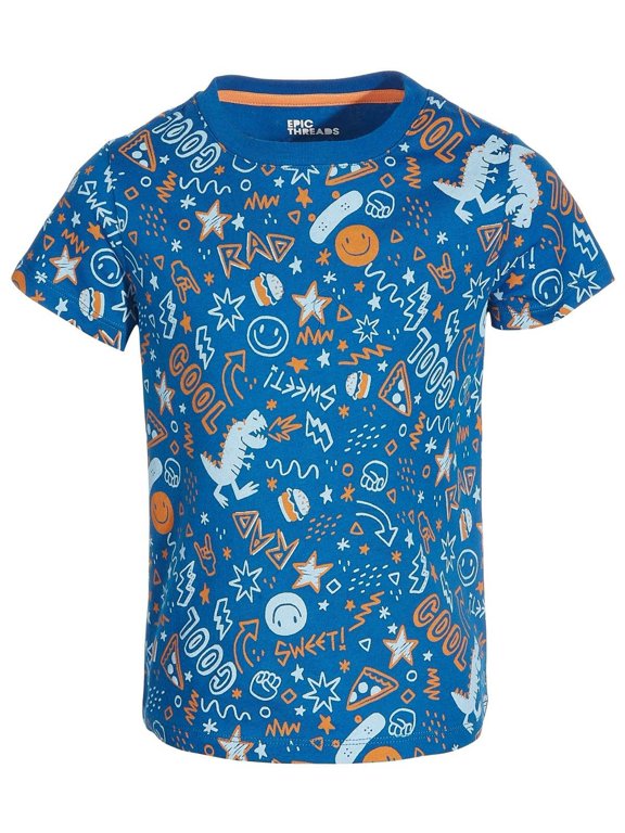 Little Boys Doodle-Print Cotton T-Shirt, Created for Macy's - Blue Calla Lily
