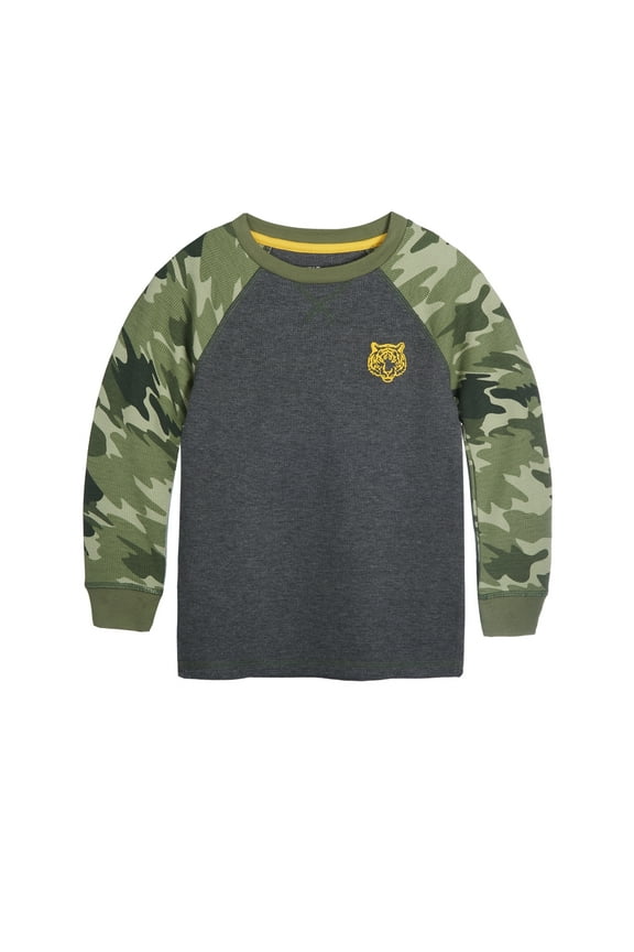 Little Boys Long Sleeve Graphic Thermal T-Shirt Pewter Heather 6