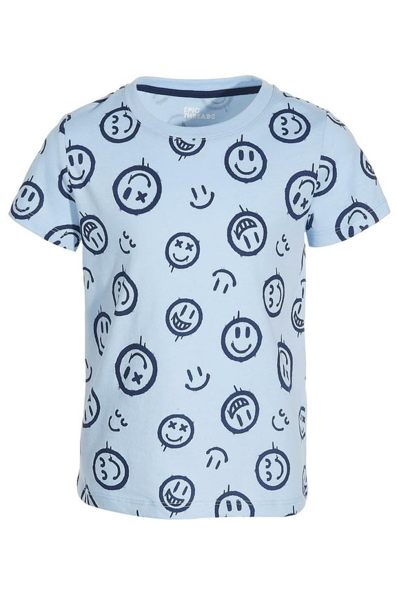 Little Boys Smile Mini Printed T-Shirt, Created for Macy's - Horizon Blue