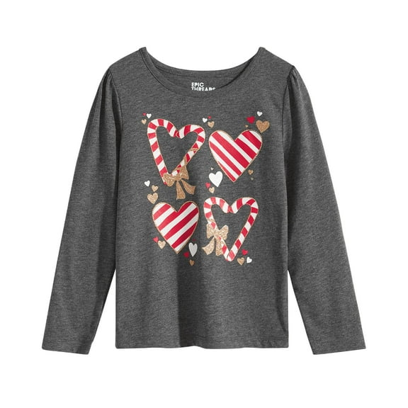Epic Threads Toddler Girls Shirt Charcoal Heather 2T