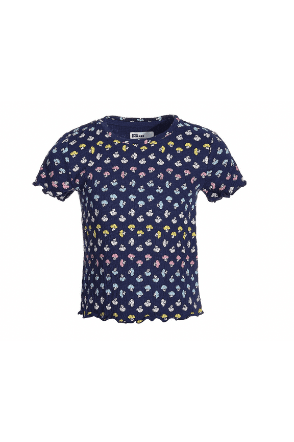 Little Girls Daisy Stripe Printed T-Shirt, Created for Macy's - Medieval Blue