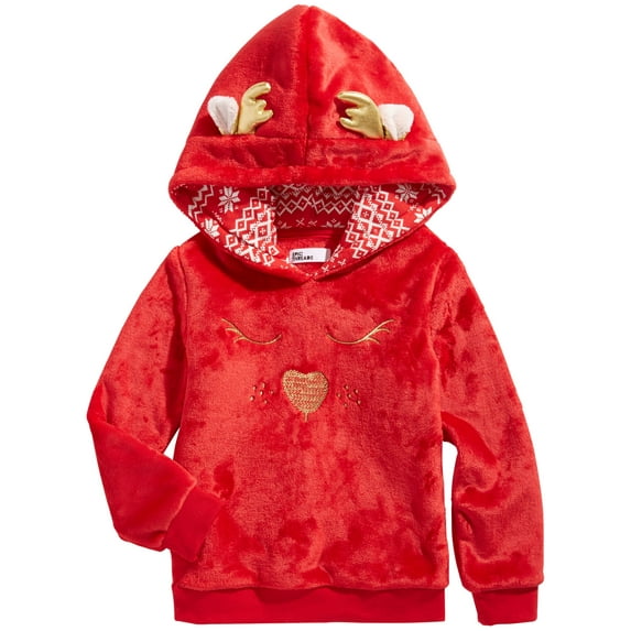 Epic Threads Toddler Girls Plush Reindeer Hoodie Tango Red 4T