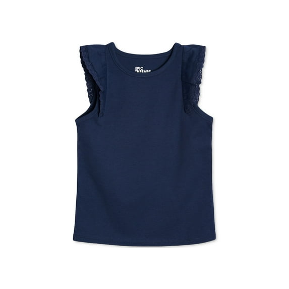 Epic Threads Little Girls Ruffle Sleeve Top Blue Instinct 4T