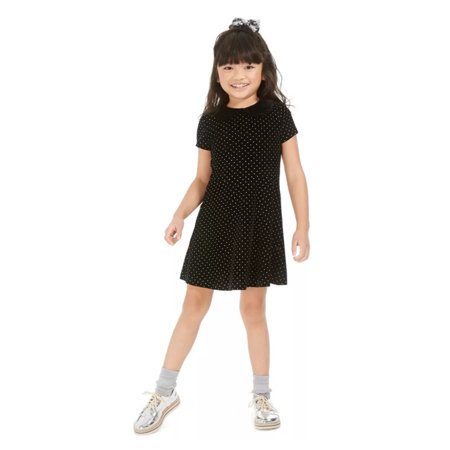 Epic Threads Little Girls Short Sleeve Collared Velvet Textured Dress, size 2T: 2T/Black