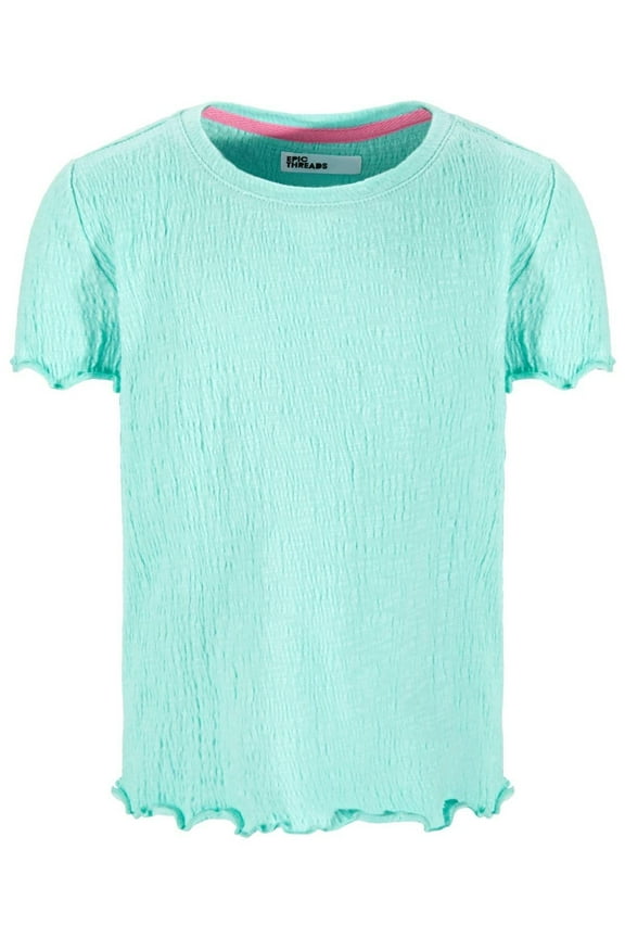 Little Girls Solid-Color Textured T-Shirt, Created for Macy's - Refreshing Teal