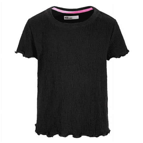 Epic Threads Little Girls Solid-Color Textured T-Shirt- Deep Black