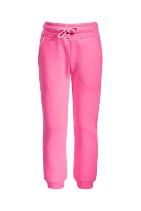 Little Girls Solid Fleece Jogger Pants, - Pewter Hth