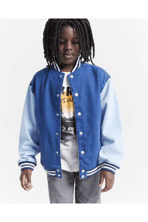 Little and Big Boys Cotton Denim Varsity Jacket