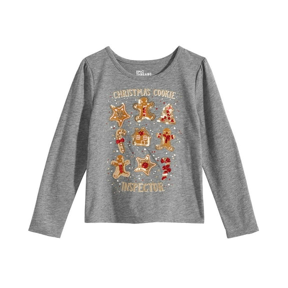 Epic Threads Toddler Girls Gingerbread T-Shirt Gray 3T