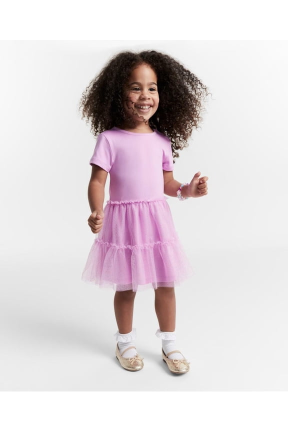Toddler Girls Glitter Tulle Dress, Created for Macy's - Desert Bloom