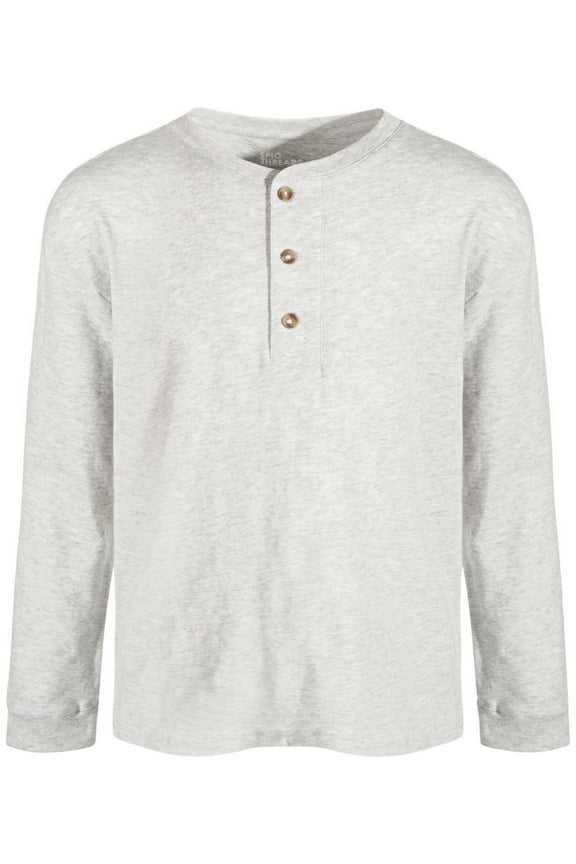Toddler and Little Boys Solid Henley Shirt, Created for Macy's - Slate Heather