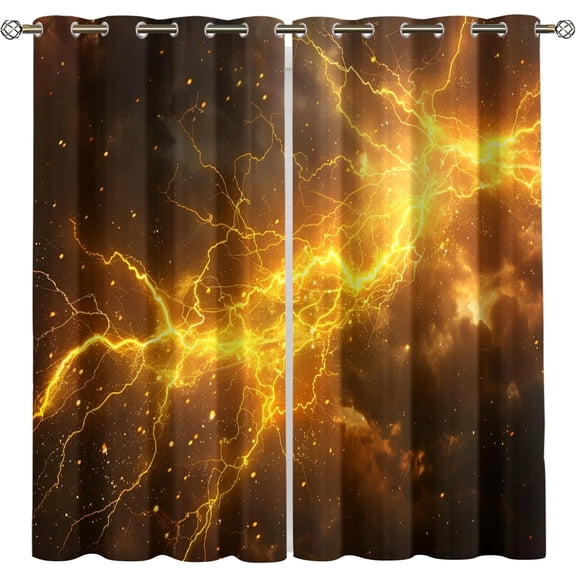 Epic Thunderstorm Blackout Curtains, Lightning Sky Natural Landscape Drapes for Bedroom Living Room Kitchen, Thermal Insulated Room Darkening Grommet Curtains Home Decor 26"W x 45"L (2 Pack)