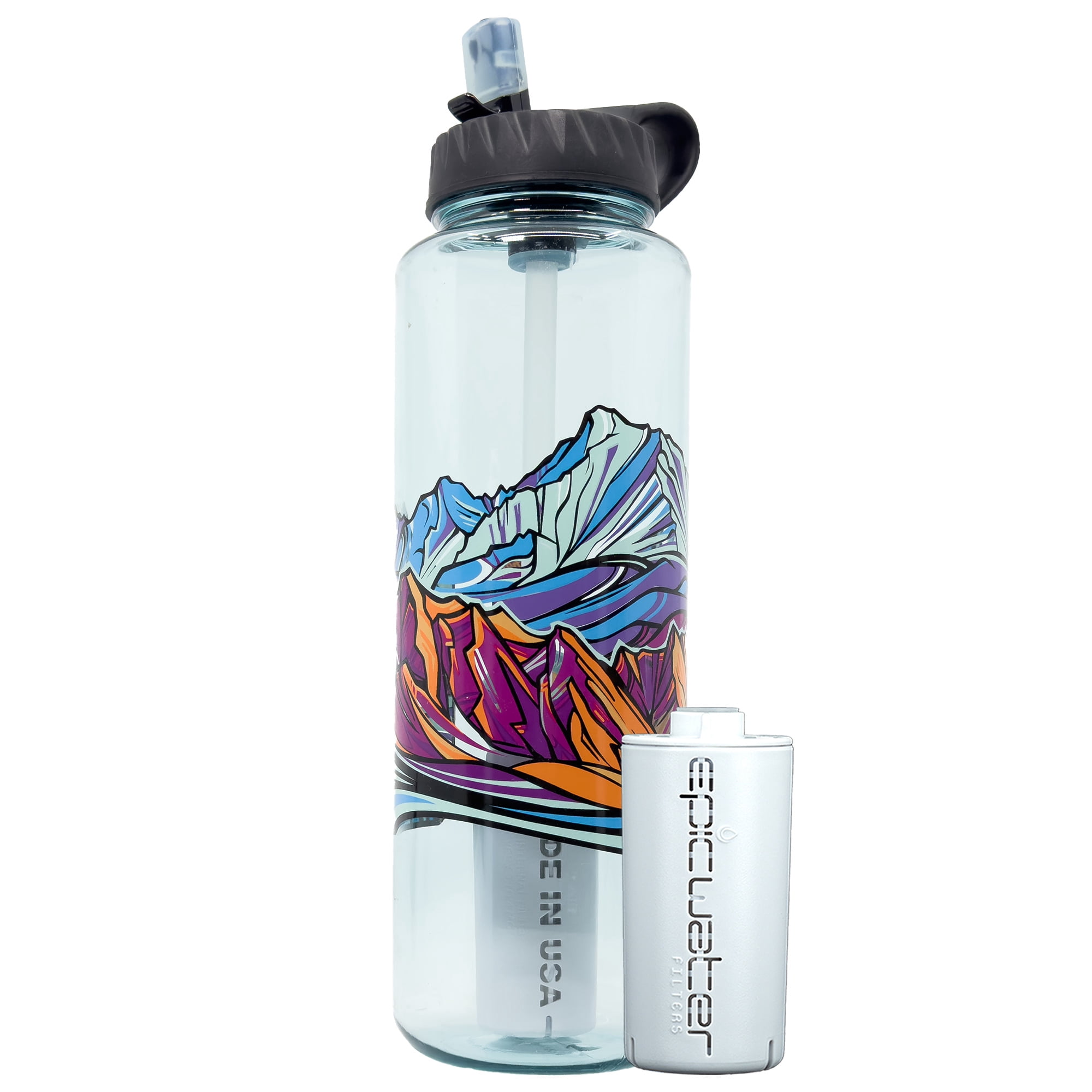 Epic Water Filters Nalgene OG Sustain Tritan USA Made Water Bottle and 75 Gallon Filter - Removes 99.99% of Water Impurities, 32oz, Leggitt Art