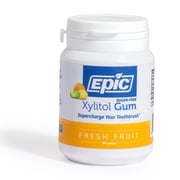 Epic Xylitol Chewing Gum - Sugar Free & Aspartame Free Chewing Gum Sweetened w/Xylitol for Dry Mouth & Gum Health (Fresh Fruit, 50-Piece Bottle)