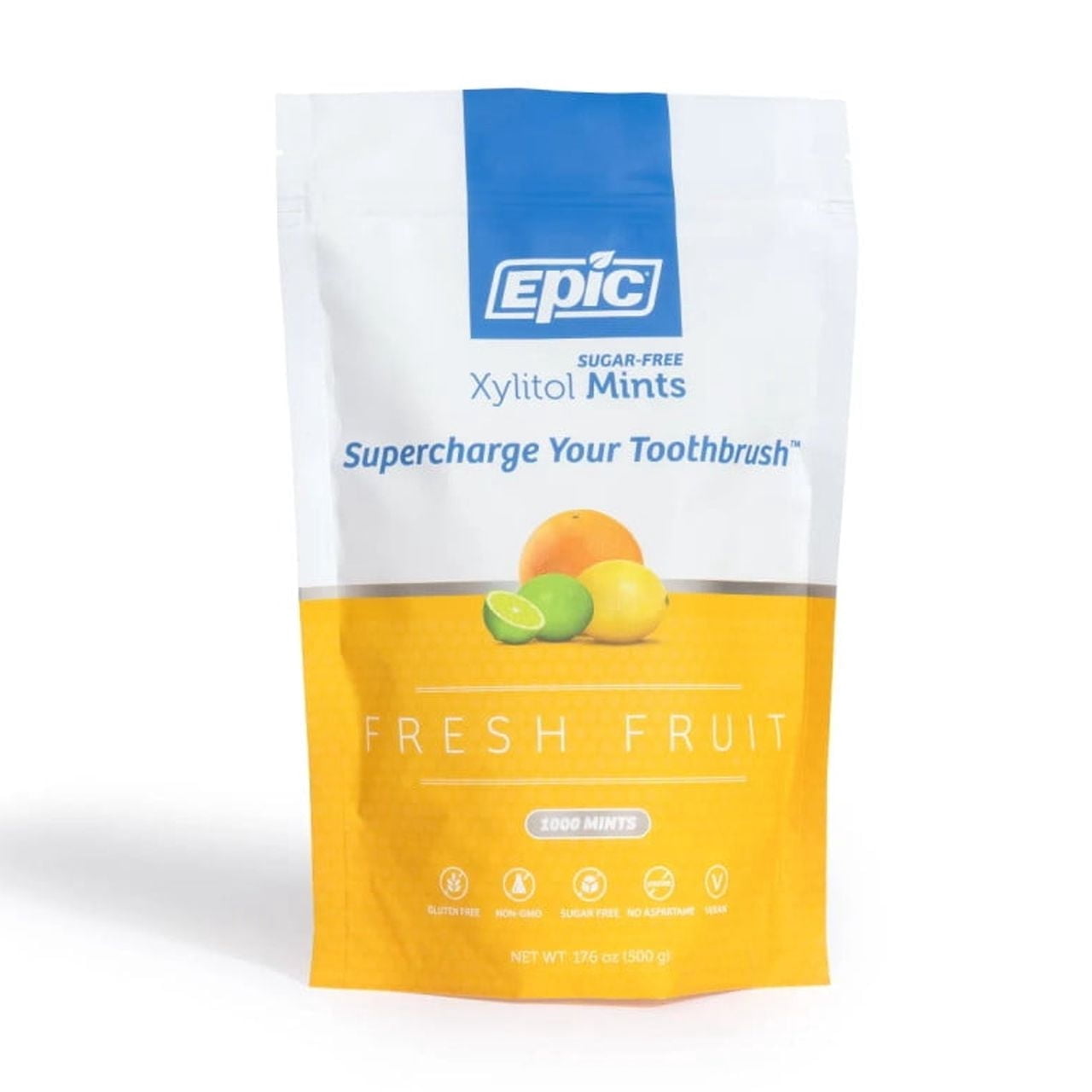 Epic Xylitol Mints - Sugar Free & Aspartame Free Mints Sweetened w/Xylitol for Dry Mouth & Gum Health (1000 Count (Pack of 1), Fresh Fruit)