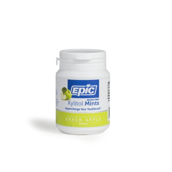 Epic Xylitol Mints - Sugar Free & Aspartame Free Mints Sweetened w/Xylitol for Dry Mouth & Gum Health (Green Apple, 180-Piece Bottle)