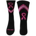 thumbnail image 1 of Epic Youth Crew Breast Cancer Black Pink Ribbon Vback Socks Pair, 1 of 1