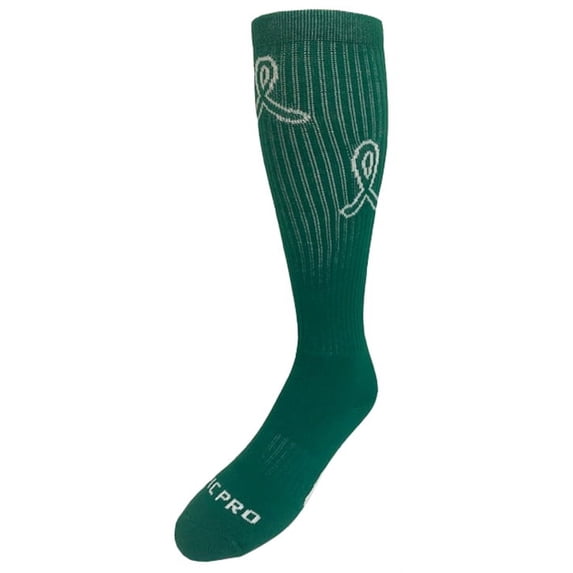 Epic Youth Kidney Cancer Awareness Green Ribbon Design Knee-High Socks (1-Pair)