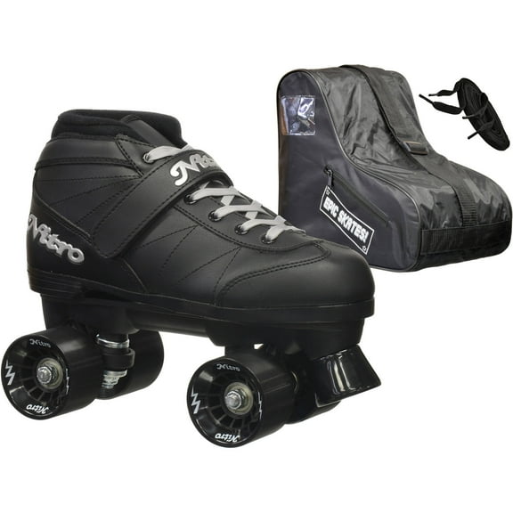 Epic Youth Super Nitro Black Quad Speed Skates Package