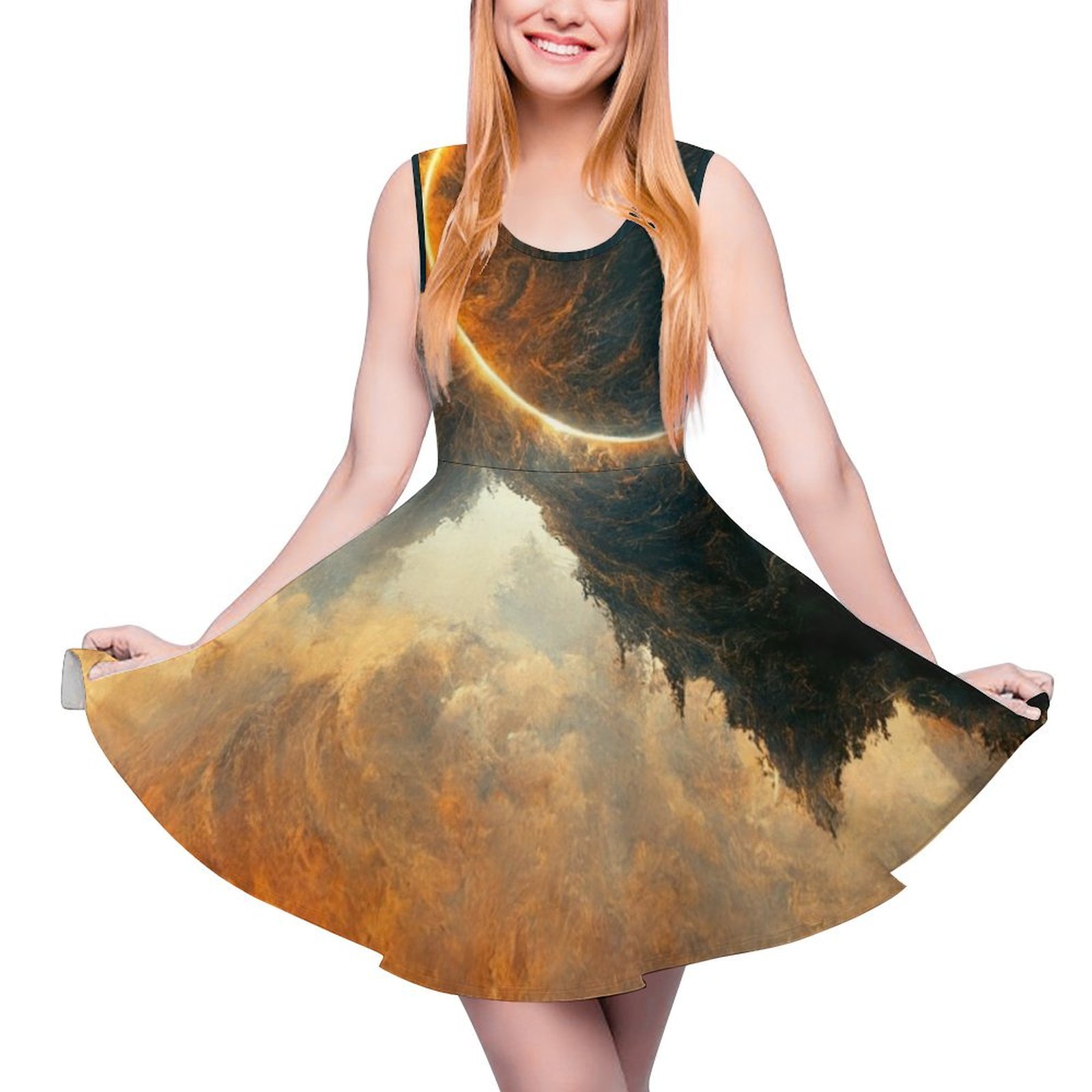 Epic solar eclipse Sleeveless Dress Female clothing birthday dress for