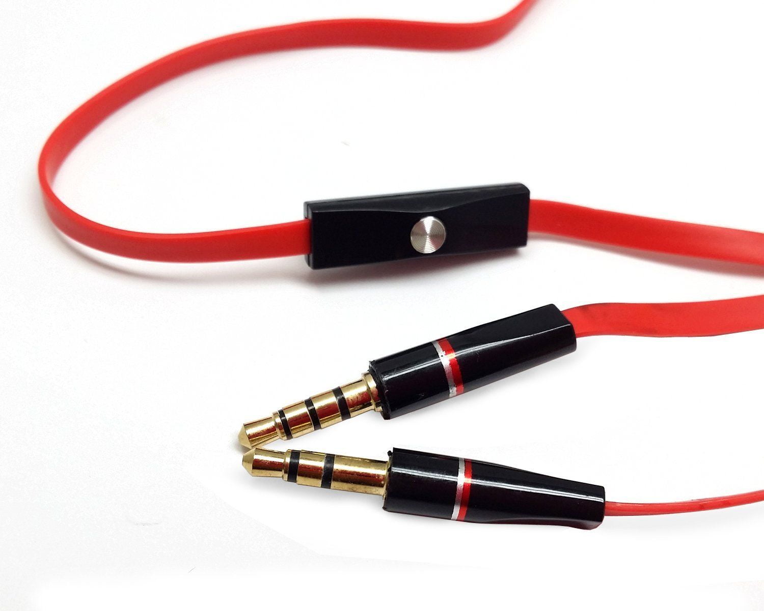 EpicDealz Replacement 3.5mm 1 8 Red Audio Cable Lead AUX In Cord with MIC For Beats Solo2 Wired On Ear Headphones B0518